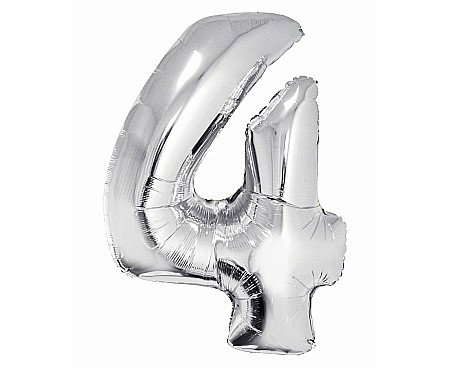 Baloane si accesorii - GOD BALON FOLIE ALUMINIU Smart, digit 4, 76cm, silver CH-SSR4