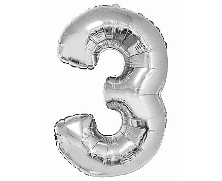 GOD BALON FOLIE ALUMINIU Smart, digit 3, 76cm, silver CH-SSR3 [0]