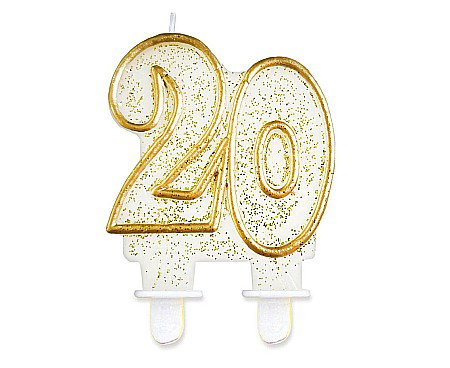ARTICOLE PARTY - GOD LUMANARI TORT Number 20, gold outline, 6.5cm PF-SCZK20