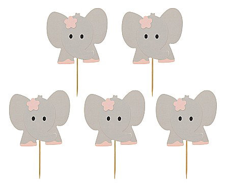Decoratiuni/ Lumanari Tort/ Briose - GOD DECORATIUNI PENTRU BRIOSE Elephant, pink, 10/set RV-PSRO