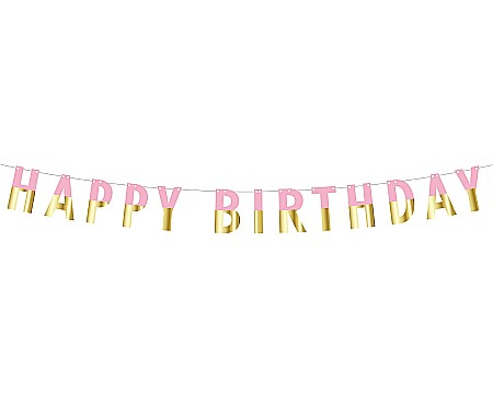 GOD GHIRLANDA DIN HARTIE Happy Birthday, DIY, pink-gold, 160cm PF-GURZ [1]