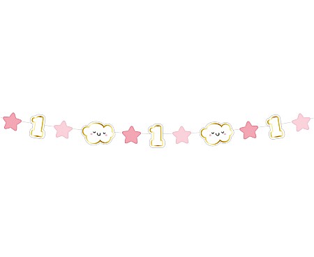 GOD MINI GHIRLANDA DIN HARTIE 1st Birthday, pink, 120cm, 8.4*6cm PF-GMRR [1]