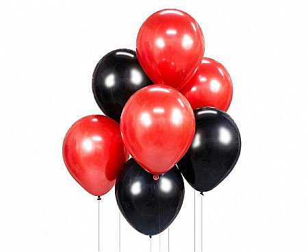 Baloane latex - GOD BALOANE Balloon Bouquet B&C, 30cm, red and Black, 7/set BB-CCZ7