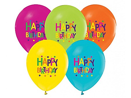 Happy birtday kids - GOD BALOANE LATEX Happy Birthday, stars, 30cm, 5/set GZ-HBG5