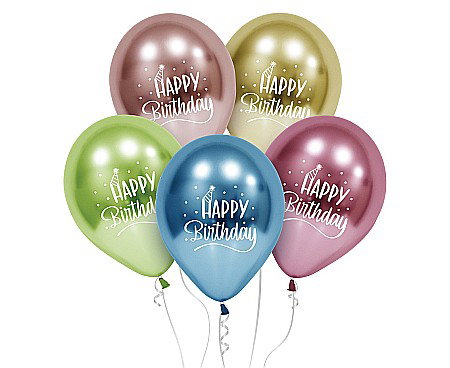 GOD BALOANE LATEX Happy Birthday, platinum, 30cm, 5/set GZ-HBP5 [0]