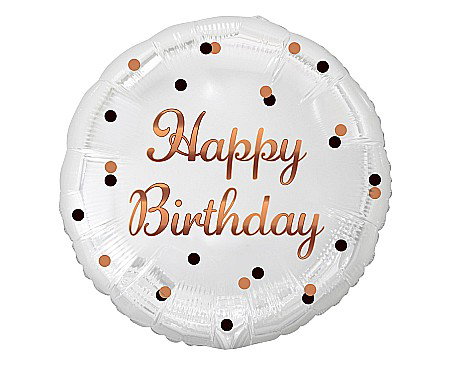 Happy birday "elegant" - GOD BALON FOLIE ALUMINIU B&C Happy Birthday, white, rose-gold, 45cm FG-OHBB