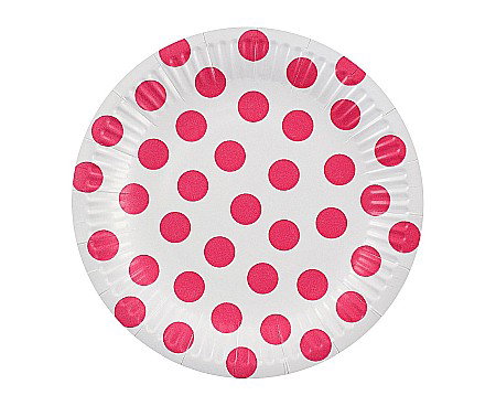 Farfurii/ Pahare/ Servetele/ Paie/ Tacamuri/ Fete masa - GOD FARFURII CARTON Polka Dots, magenta, 18cm 6/set PW-TGM7