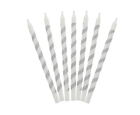 GOD LUMANARI TORT Birthday candles Twister, glitter silver, 12cm 16/set SF-TWBS [0]