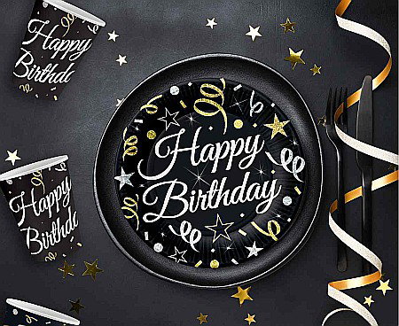 Happy birday "elegant" - GOD FARFURII CARTON B&C Happy Birthday, 18cm 6/set PW-THB7