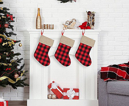 GOD DECORATIUNE CRACIUN SOSETA Red-White Chequered Pattern, 40.5cm NW-SSCK [1]