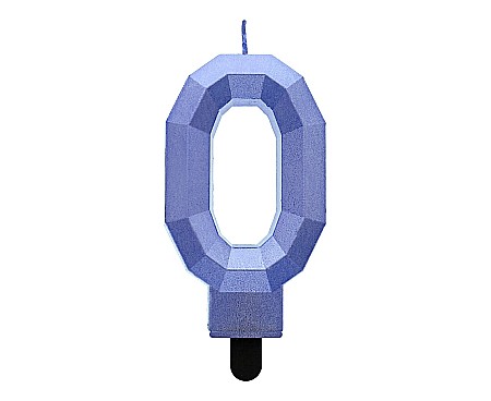 ARTICOLE PARTY - GOD LUMANARI TORT Number 0, Diamond, metallic dark blue, 7.6cm PF-SDC0