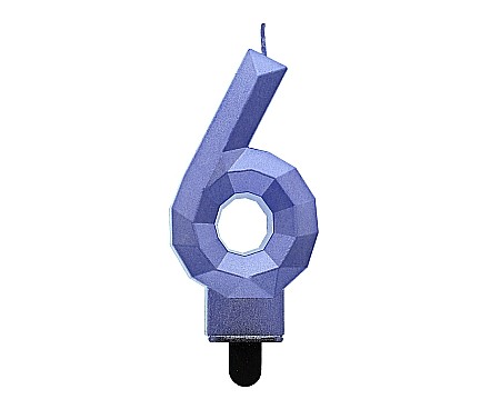 ARTICOLE PARTY - GOD LUMANARI TORT Number 6, Diamond, metallic dark blue, 7.6cm PF-SDC6