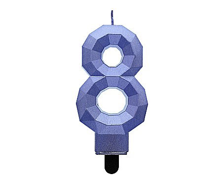 ARTICOLE PARTY - GOD LUMANARI TORT Number 8, Diamond, metallic dark blue, 7.6cm PF-SDC8