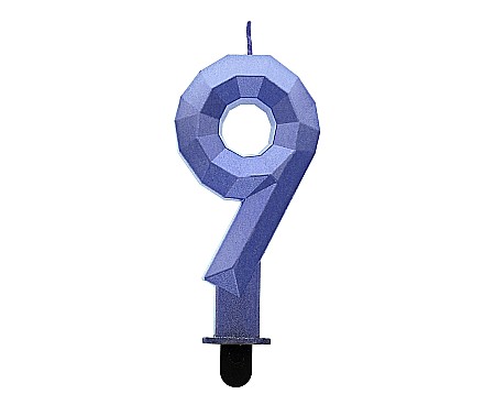 ARTICOLE PARTY - GOD LUMANARI TORT Number 9, Diamond, metallic dark blue, 7.6cm PF-SDC9