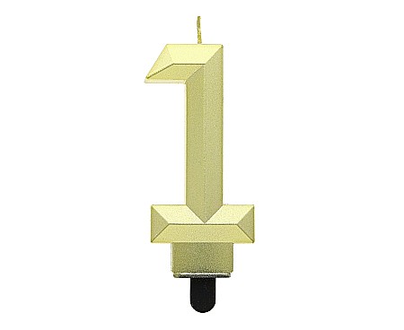 ARTICOLE PARTY - GOD LUMANARI TORT Number 1, Diamond, metallic gold, 7.6cm PF-SDZ1
