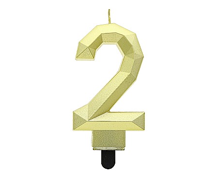 ARTICOLE PARTY - GOD LUMANARI TORT Number 2, Diamond, metallic gold, 7.6cm PF-SDZ2