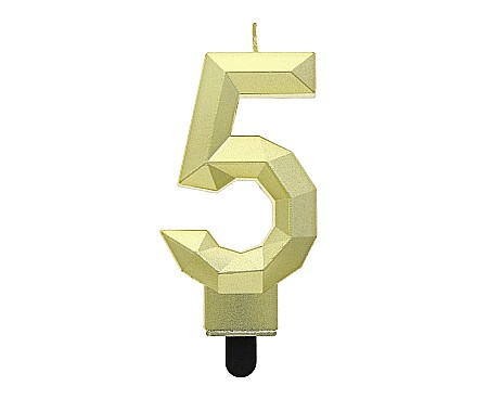 ARTICOLE PARTY - GOD LUMANARI TORT Number 5, Diamond, metallic gold, 7.6cm PF-SDZ5
