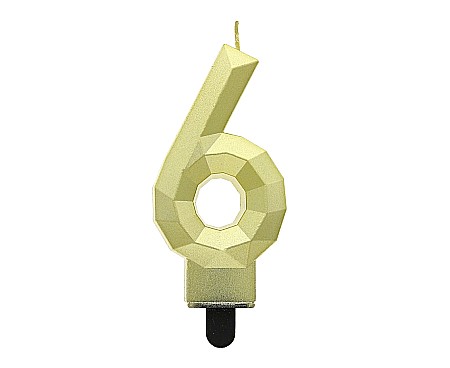 ARTICOLE PARTY - GOD LUMANARI TORT Number 6, Diamond, metallic gold, 7.6cm PF-SDZ6