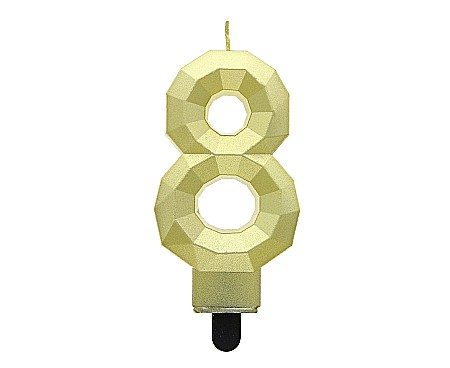 ARTICOLE PARTY - GOD LUMANARI TORT Number 8, Diamond, metallic gold, 7.6cm PF-SDZ8