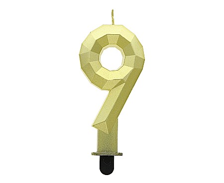 ARTICOLE PARTY - GOD LUMANARI TORT Number 9, Diamond, metallic gold, 7.6cm PF-SDZ9