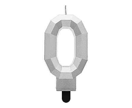 ARTICOLE PARTY - GOD LUMANARI TORT Number 0, metallic silver, 7.6cm PF-SDS0