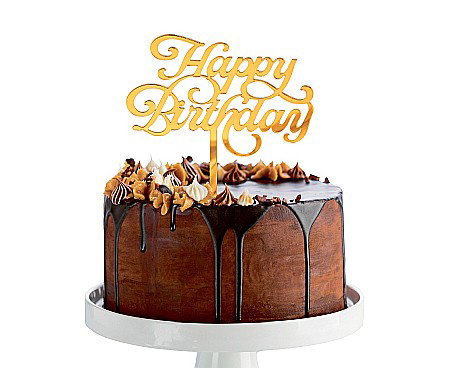 Happy birday "elegant" - GOD DECORATIUNI PENTRU TORT Acrylic cake topper, Happy Birthday, 11*15cm PF-DAHB