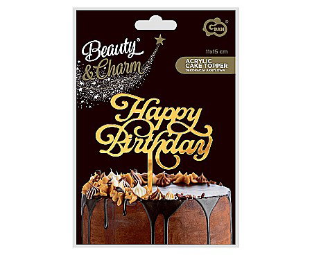 GOD DECORATIUNI PENTRU TORT Acrylic cake topper, Happy Birthday, 11*15cm PF-DAHB [1]