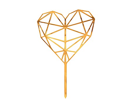 Decoratiuni/ Lumanari Tort/ Briose - GOD DECORATIUNI PENTRU TORT Acrylic cake topper, Diamond Heart, gold, 16*10cm PF-DADH
