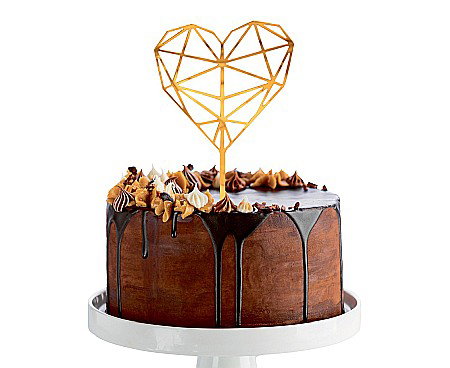 GOD DECORATIUNI PENTRU TORT Acrylic cake topper, Diamond Heart, gold, 16*10cm PF-DADH [1]