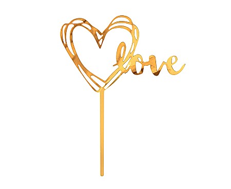Ziua indragostitilor & Dragobete - GOD DECORATIUNI PENTRU TORT Acrylic cake topper, Love, gold, 13*10cm PF-DALO