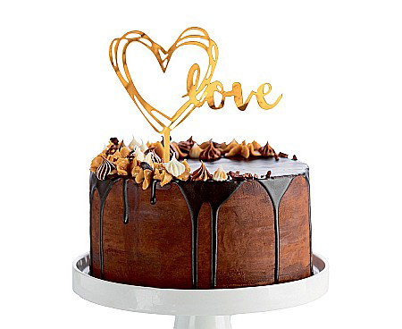 GOD DECORATIUNI PENTRU TORT Acrylic cake topper, Love, gold, 13*10cm PF-DALO [1]