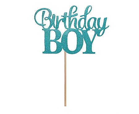 GOD DECORATIUNI PENTRU TORT Birthday Boy, glitter blue, 10*7cm PF-DPBB [0]