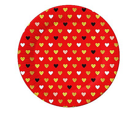 Farfurii/ Pahare/ Servetele/ Paie/ Tacamuri/ Fete masa - GOD FARFURII CARTON XOXO, red 18cm 6/set PG-TXC6