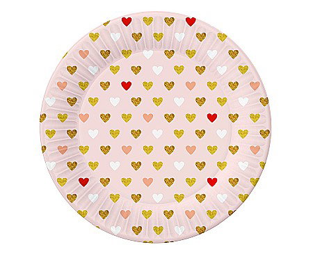 Farfurii/ Pahare/ Servetele/ Paie/ Tacamuri/ Fete masa - GOD FARFURII CARTON XOXO, pink, 18cm 6/set PG-TXR6