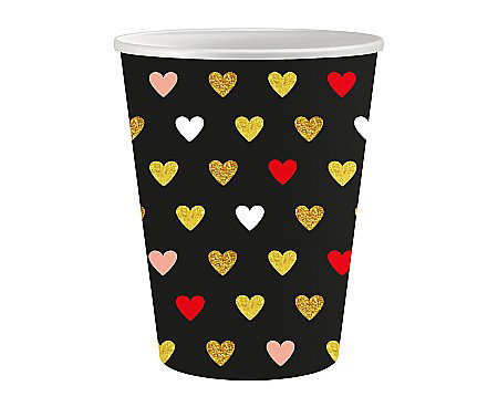Servetele/ Farfurii/ Pahare/ Paie Craciun - GOD PAHARE CARTON XOXO collection, black, 250ml 6/set PG-KXK6