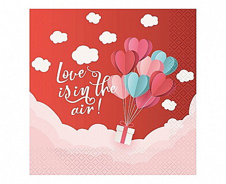 Farfurii/ Pahare/ Servetele/ Paie/ Tacamuri/ Fete masa - GOD SERVETELE 33*33CM 20/SET LOVE IS IN THE AIR ROSU PG-SLC2