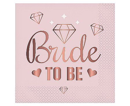 Articole Nunta, Bridal Party - GOD SERVETELE 33*33CM 20/SET BRIDE TO BE ROZ PW-SBBR