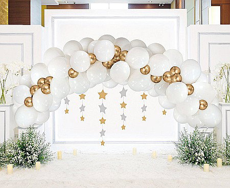 GOD GHIRLANDA DIN BALOANE B&C white and gold, 70 pcs GB-BZ70 [1]