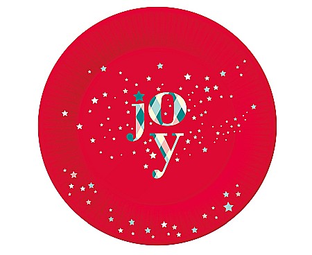 Servetele/ Farfurii/ Pahare/ Paie Craciun - GOD FARFURII CARTON Joy, red, 18cm 6/set PG-TJYC
