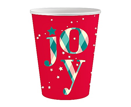 Servetele/ Farfurii/ Pahare/ Paie Craciun - GOD PAHARE CARTON Joy, red, 250ml, 6/set PG-KJYC