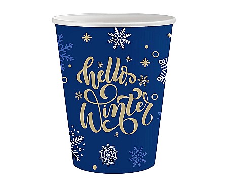 DE SEZON - GOD PAHARE CARTON Navy Blue, snowflakes, 250ml 6/set PG-KNBS