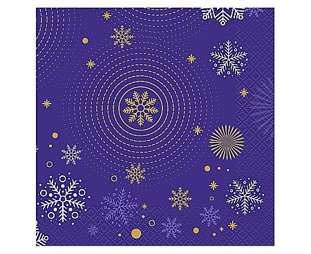 DE SEZON - GOD SERVETELE 33*33CM 20/SET NAVY BLUE SNOWFLAKES PG-SNBS