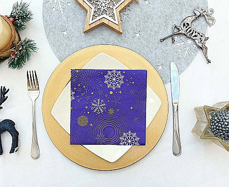 GOD SERVETELE 33*33CM 20/SET NAVY BLUE SNOWFLAKES PG-SNBS [2]