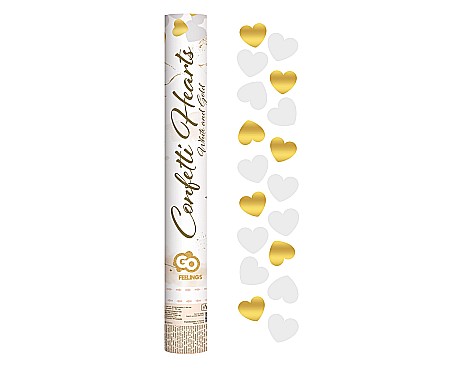 Confetti - GOD CONFETTI Cannon Gold and White Hearts, 40cm KP-ZB40