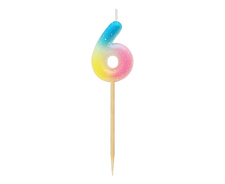 GOD LUMANARI TORT Number 6, pastel ombre, 4.5cm SF-POP6 [1]