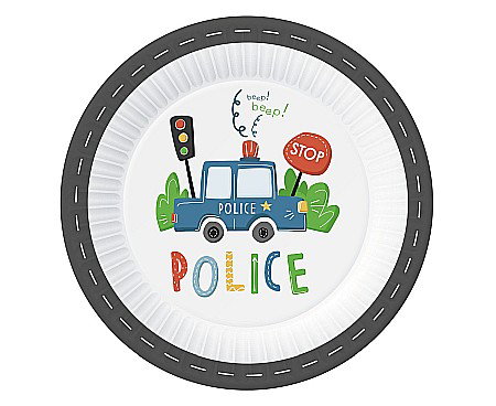 Farfurii/ Pahare/ Servetele/ Paie/ Tacamuri/ Fete masa - GOD FARFURII CARTON Police, 23cm 6/set PW-TPO9