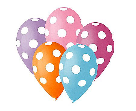 Color dots - GOD BALOANE LATEX Balloons Polka dots, 30cm 5/set GZ-GRO5