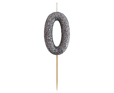 ARTICOLE PARTY - GOD LUMANARI TORT B&C Number 0, glitter black, 11.5cm BH-SPC0