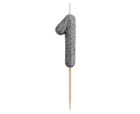 ARTICOLE PARTY - GOD LUMANARI TORT B&C Number 1, glitter black, 11.5cm BH-SPC1
