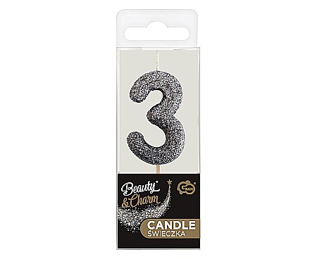 GOD LUMANARI TORT B&C Number 3, glitter black, 11.5cm BH-SPC3 [2]